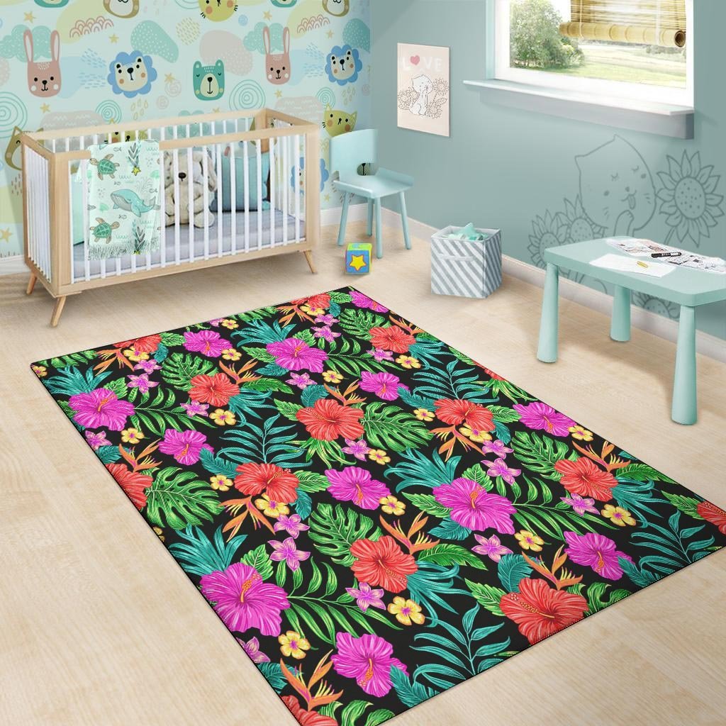 Tropical Hibiscus Floral Hawaiian Print Floor Mat-grizzshop