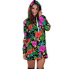 Tropical Hibiscus Floral Hawaiian Print Hoodie Dress-grizzshop