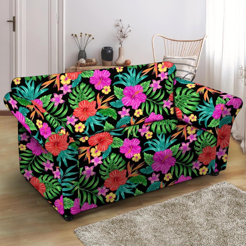 Tropical Hibiscus Floral Hawaiian Print Loveseat Cover-grizzshop