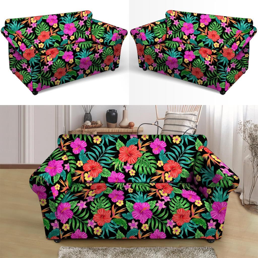 Tropical Hibiscus Floral Hawaiian Print Loveseat Cover-grizzshop