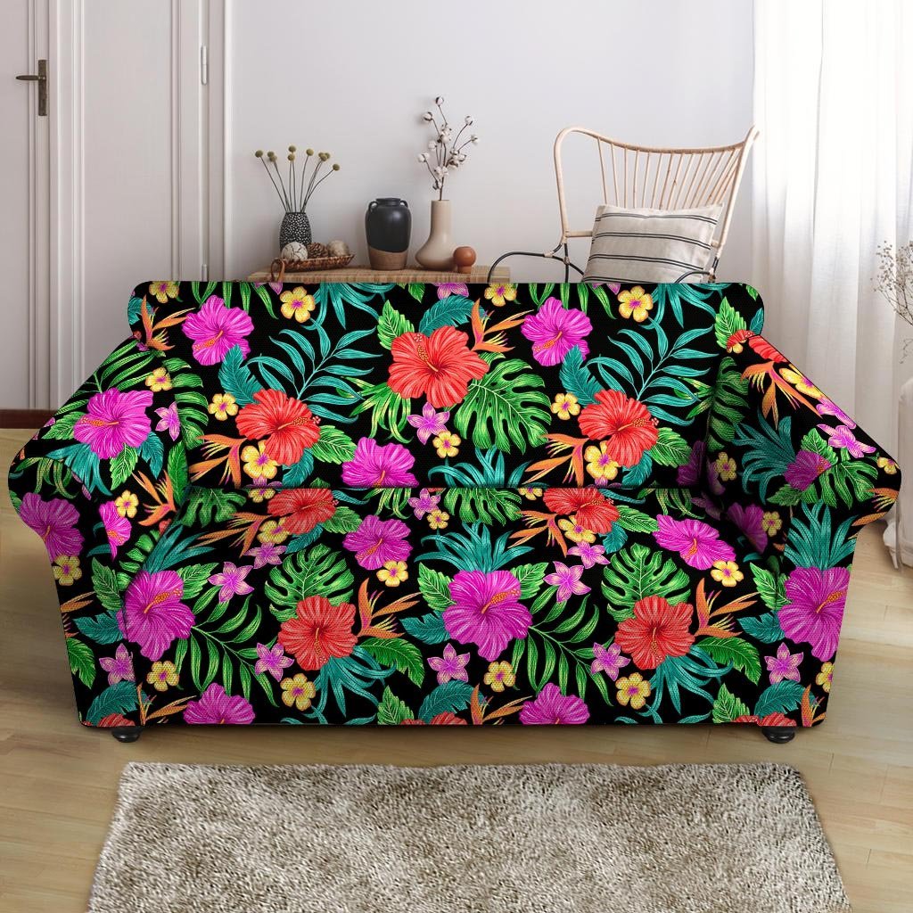 Tropical Hibiscus Floral Hawaiian Print Loveseat Cover-grizzshop