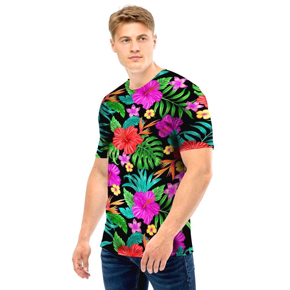 Tropical Hibiscus Floral Hawaiian Print Men T Shirt-grizzshop