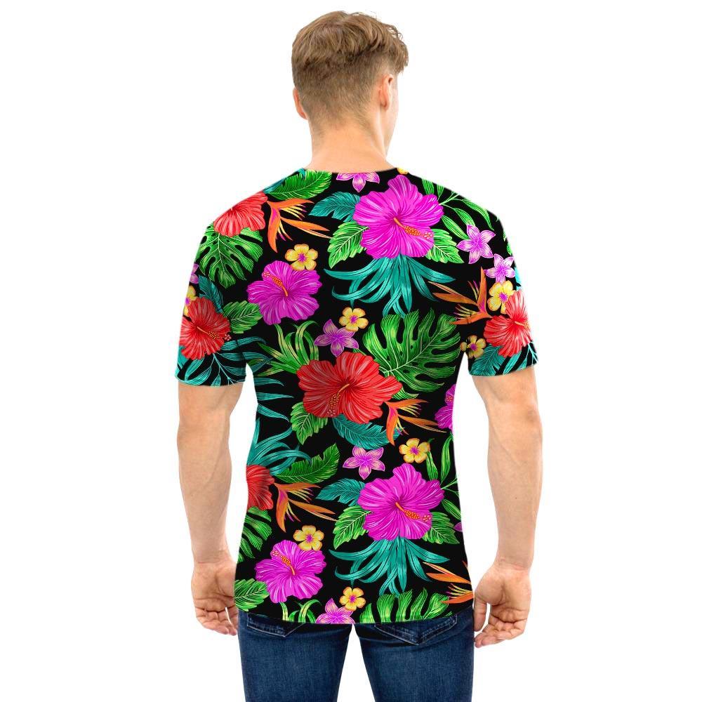 Tropical Hibiscus Floral Hawaiian Print Men T Shirt-grizzshop