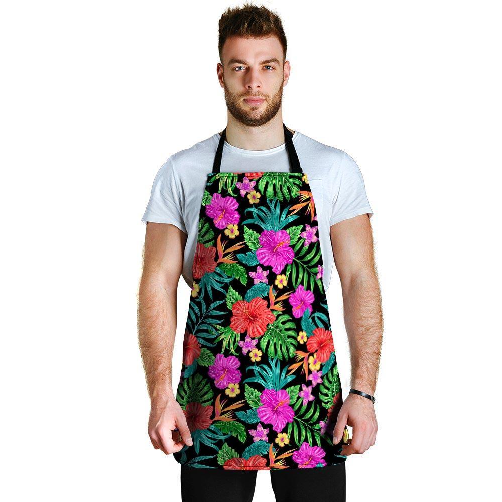 Tropical Hibiscus Floral Hawaiian Print Men's Apron-grizzshop