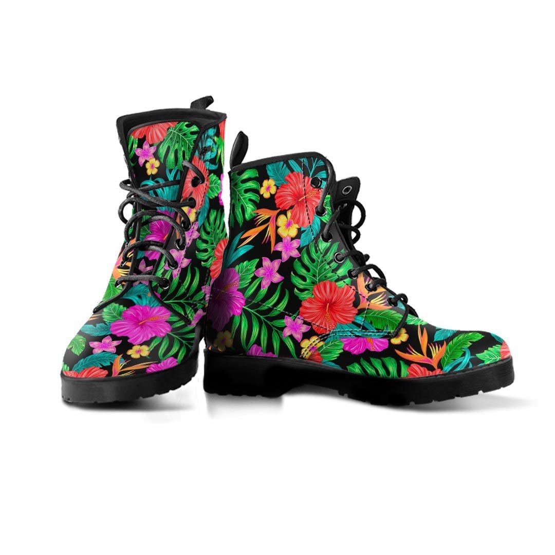 Tropical Hibiscus Floral Hawaiian Print Men's Boots-grizzshop