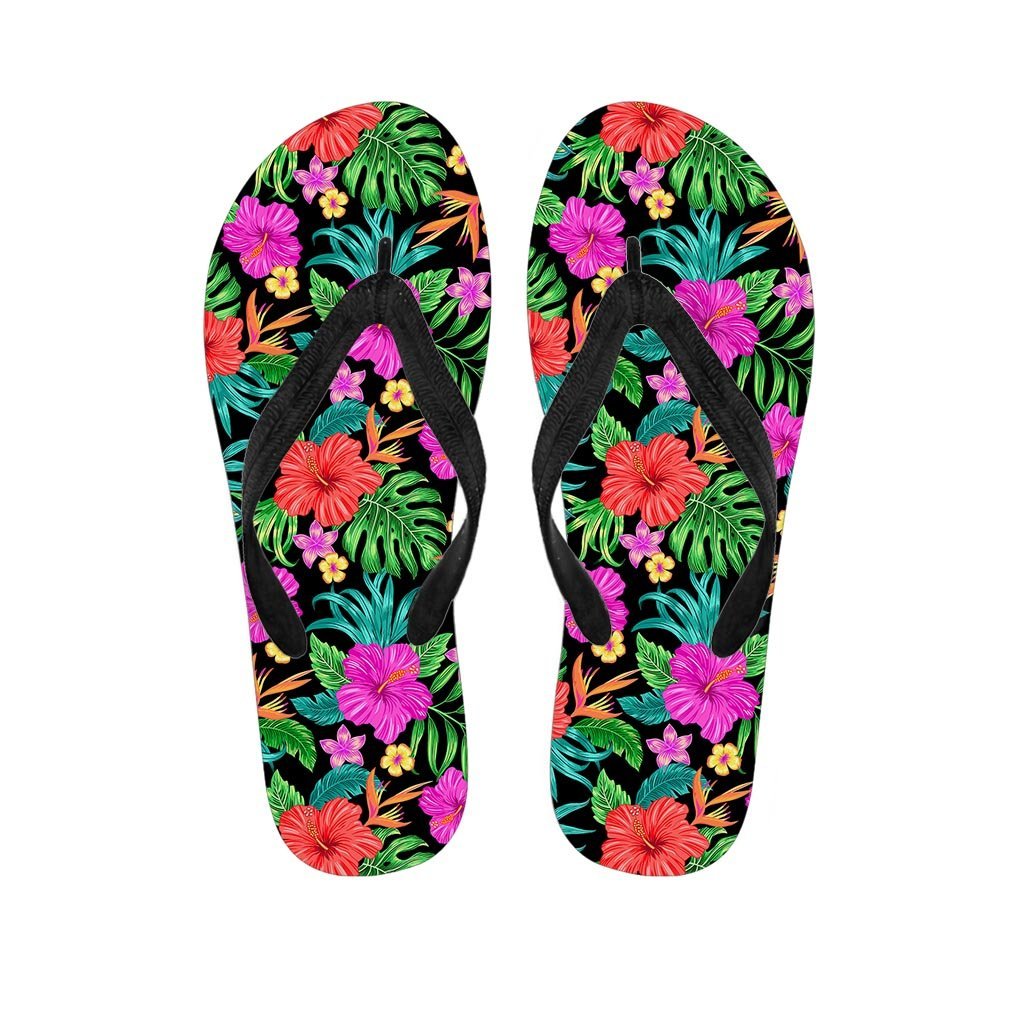 Tropical Hibiscus Floral Hawaiian Print Men's Flip Flops-grizzshop