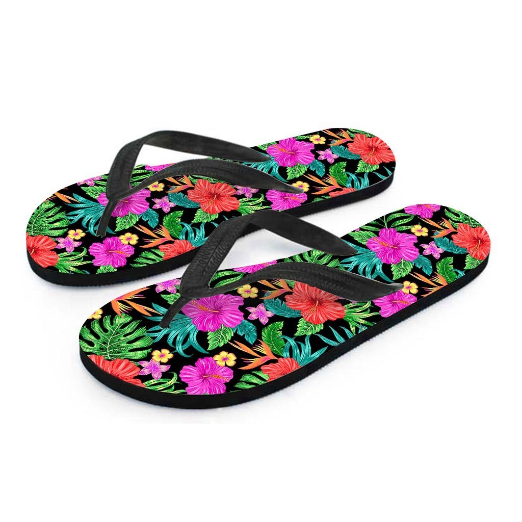 Tropical Hibiscus Floral Hawaiian Print Men's Flip Flops-grizzshop