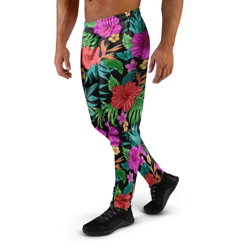 Tropical Hibiscus Floral Hawaiian Print Men's Joggers-grizzshop