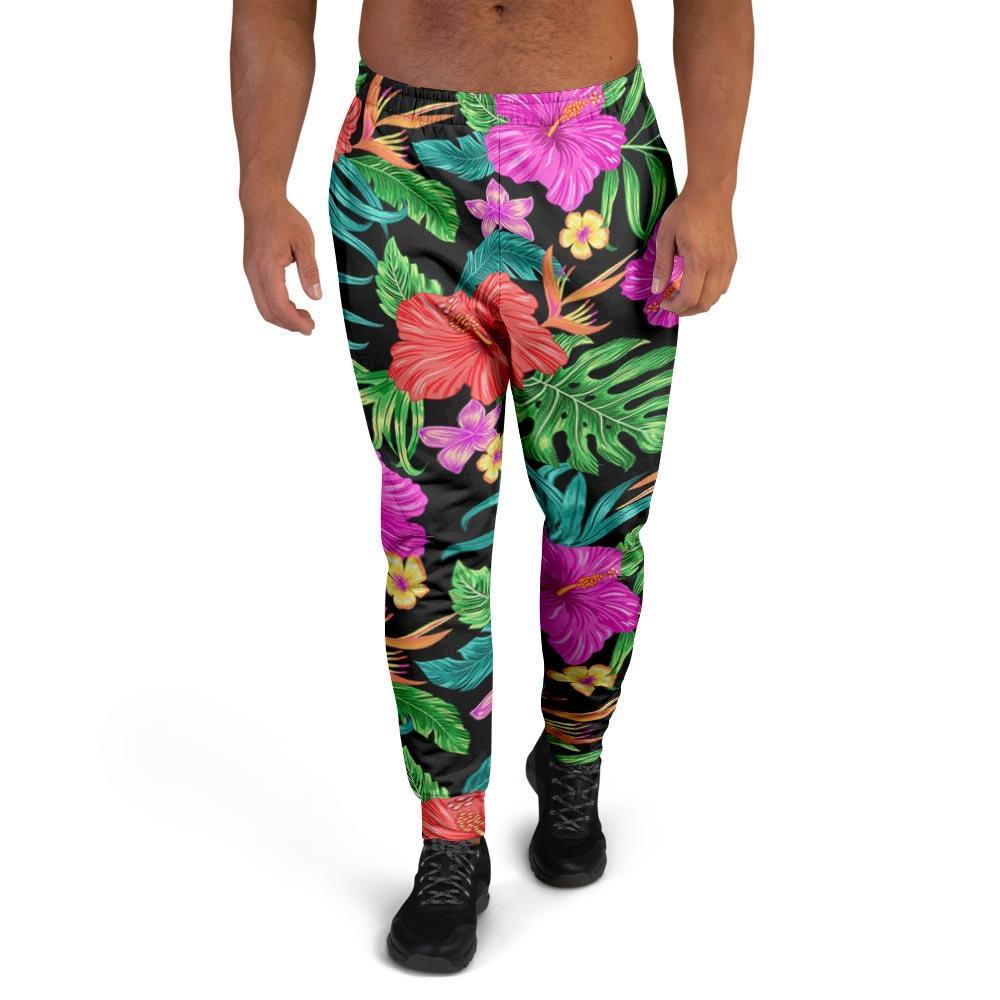 Tropical Hibiscus Floral Hawaiian Print Men's Joggers-grizzshop