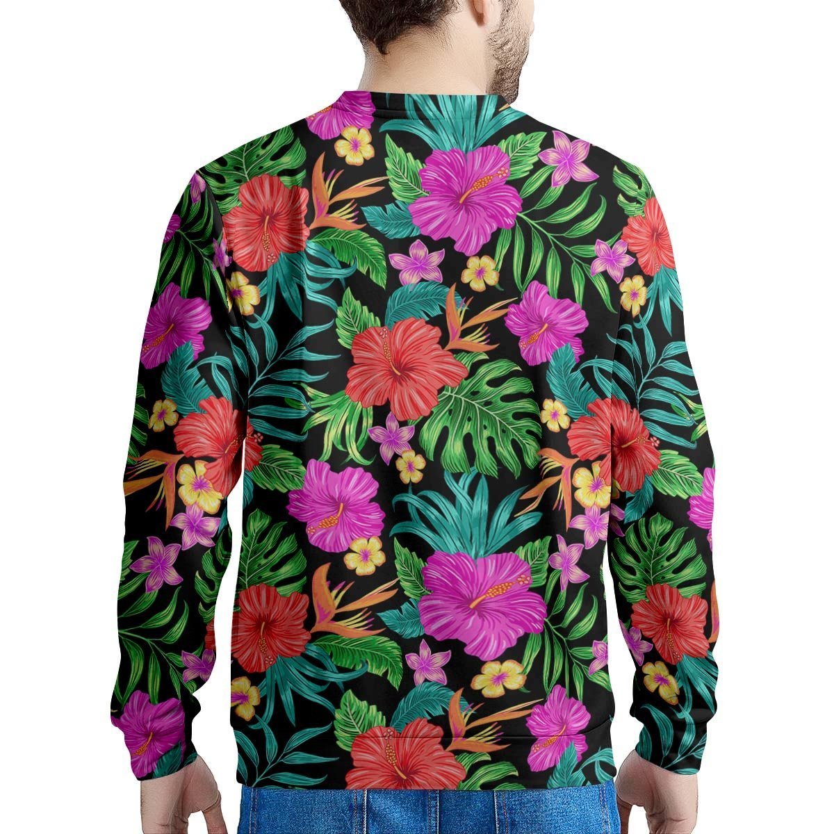 Tropical Hibiscus Floral Hawaiian Print Men's Sweatshirt-grizzshop