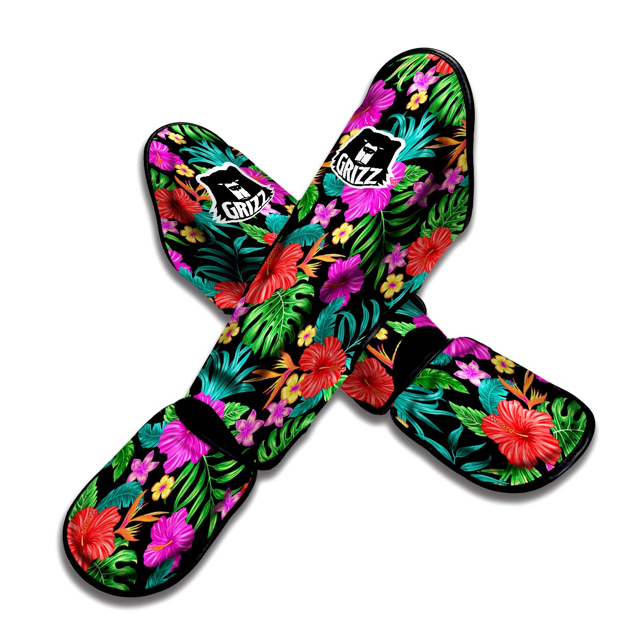 Tropical Hibiscus Floral Hawaiian Print Muay Thai Shin Guard-grizzshop