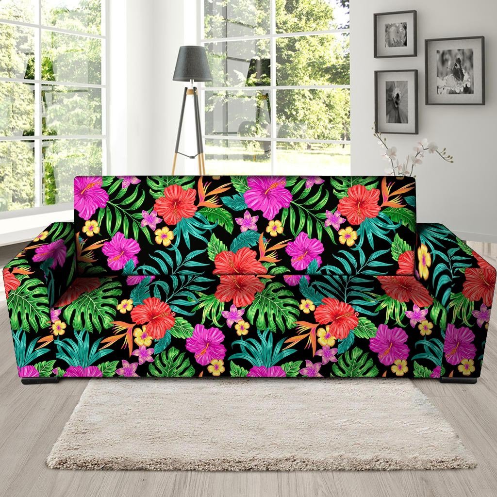 Tropical Hibiscus Floral Hawaiian Print Sofa Cover-grizzshop