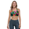 Tropical Hibiscus Floral Hawaiian Print Sports Bra-grizzshop