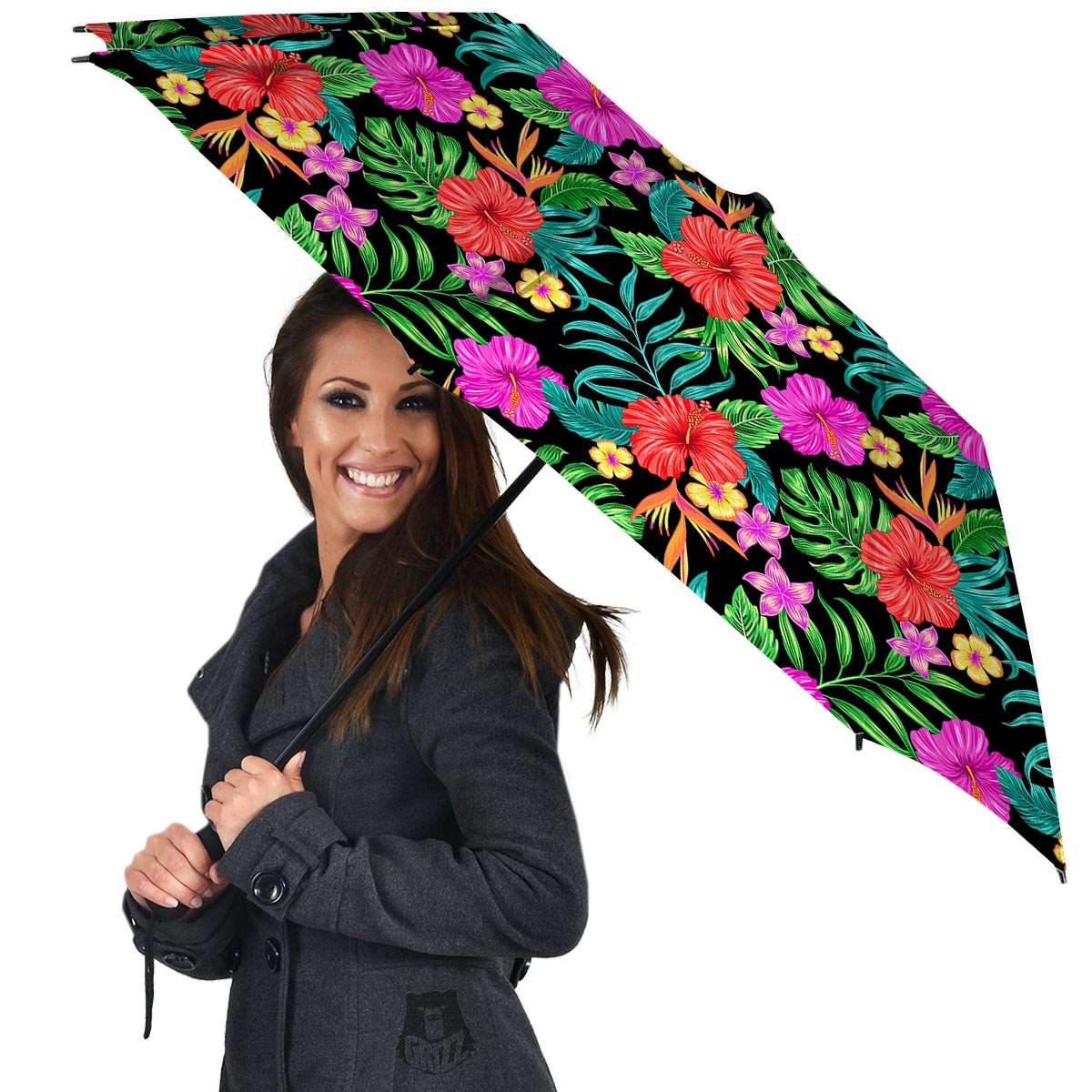 Tropical Hibiscus Floral Hawaiian Print Umbrella-grizzshop