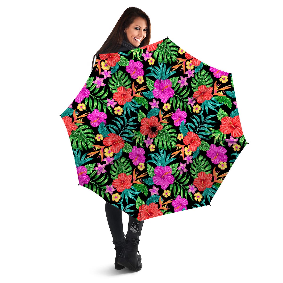 Tropical Hibiscus Floral Hawaiian Print Umbrella-grizzshop