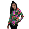 Tropical Hibiscus Floral Hawaiian Print Women's Bomber Jacket-grizzshop