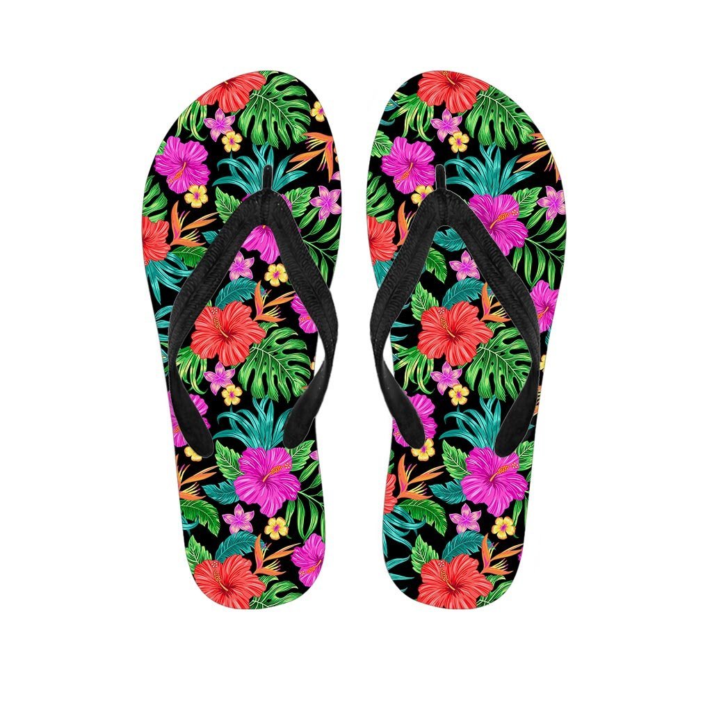 Tropical Hibiscus Floral Hawaiian Print Women's Flip Flops-grizzshop