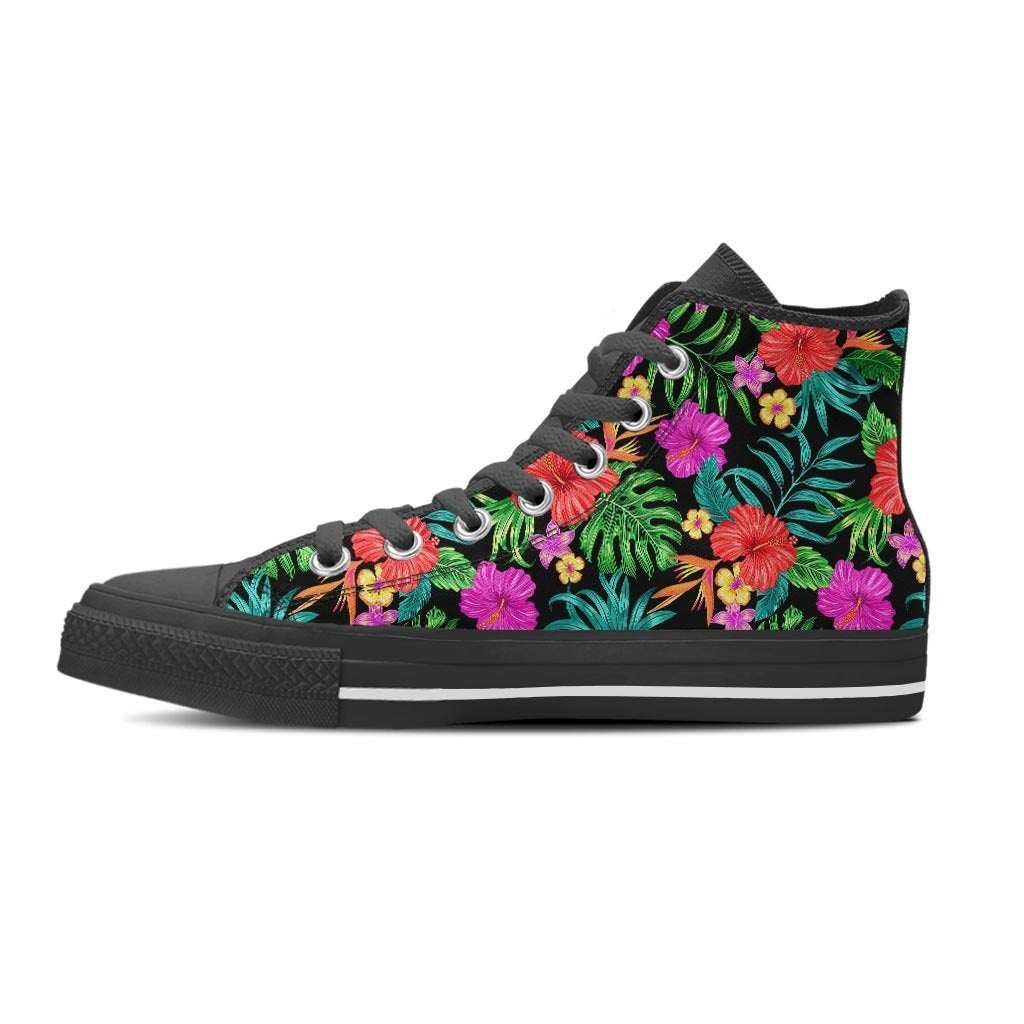 Tropical Hibiscus Floral Hawaiian Print Women's High Top Shoes-grizzshop