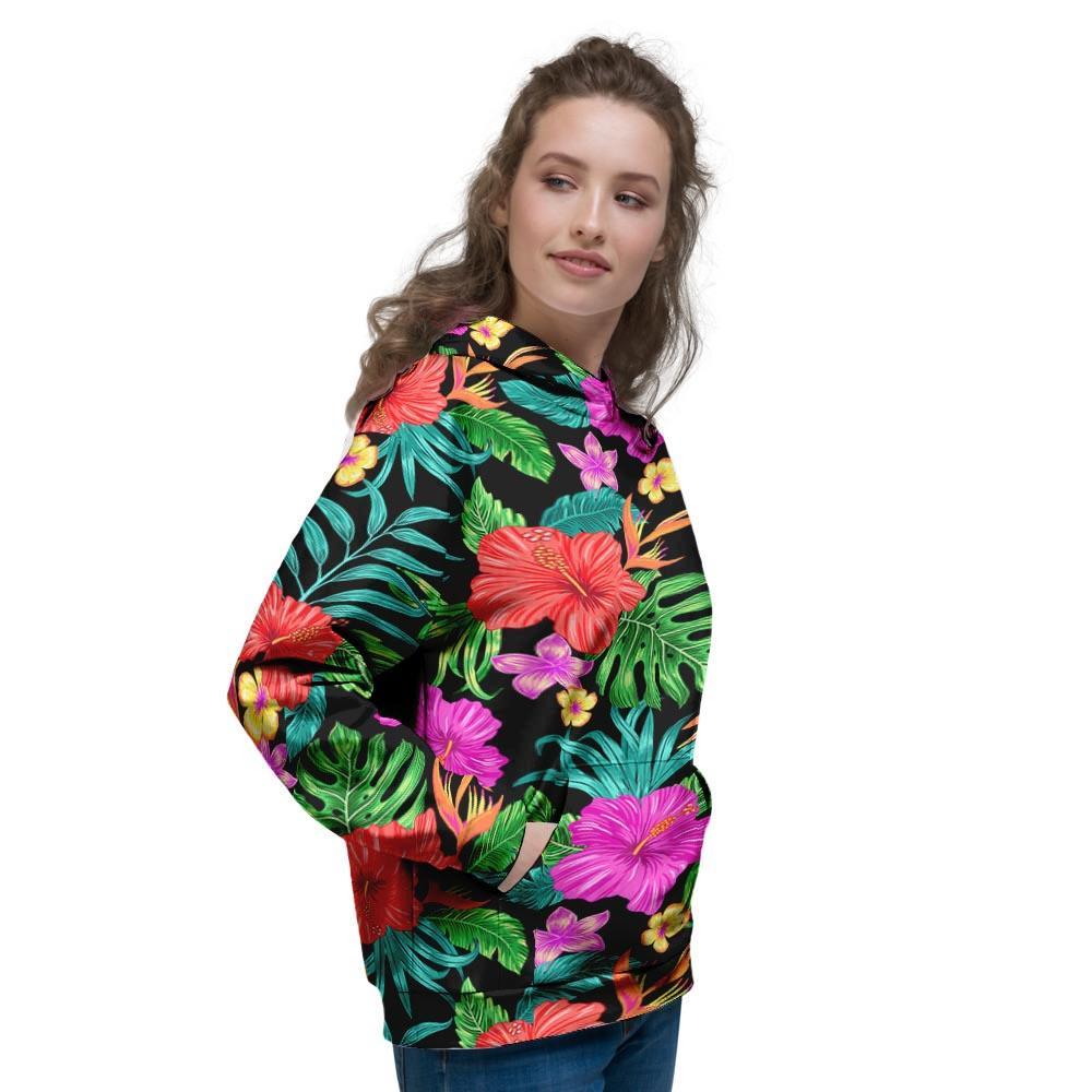 Tropical Hibiscus Floral Hawaiian Print Women's Hoodie-grizzshop