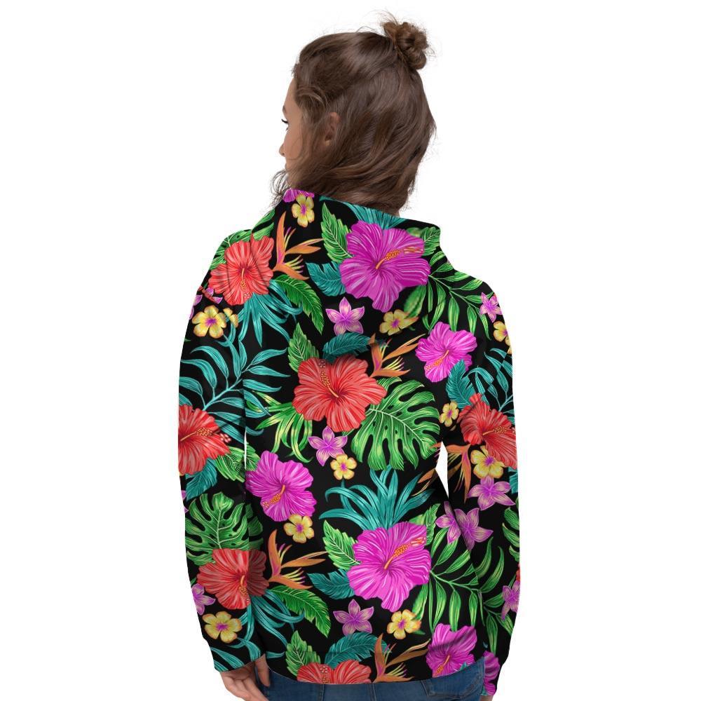 Tropical Hibiscus Floral Hawaiian Print Women's Hoodie-grizzshop