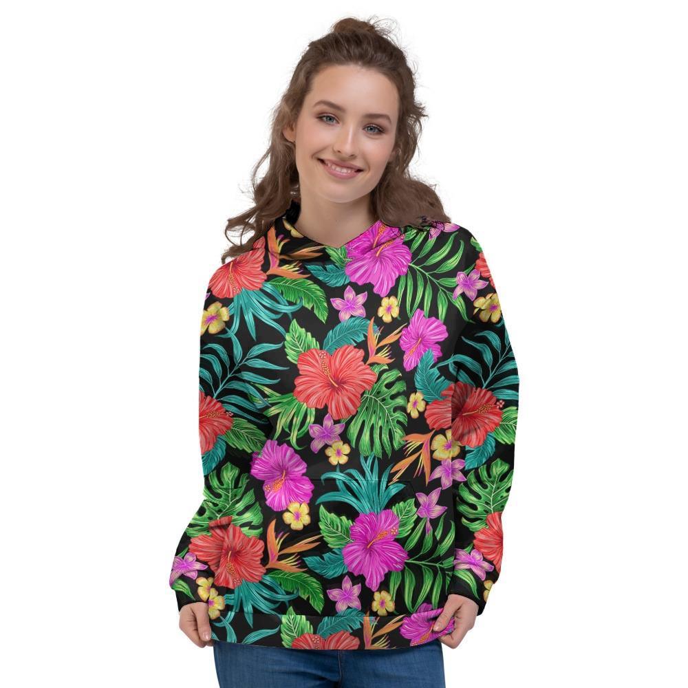 Tropical Hibiscus Floral Hawaiian Print Women's Hoodie-grizzshop