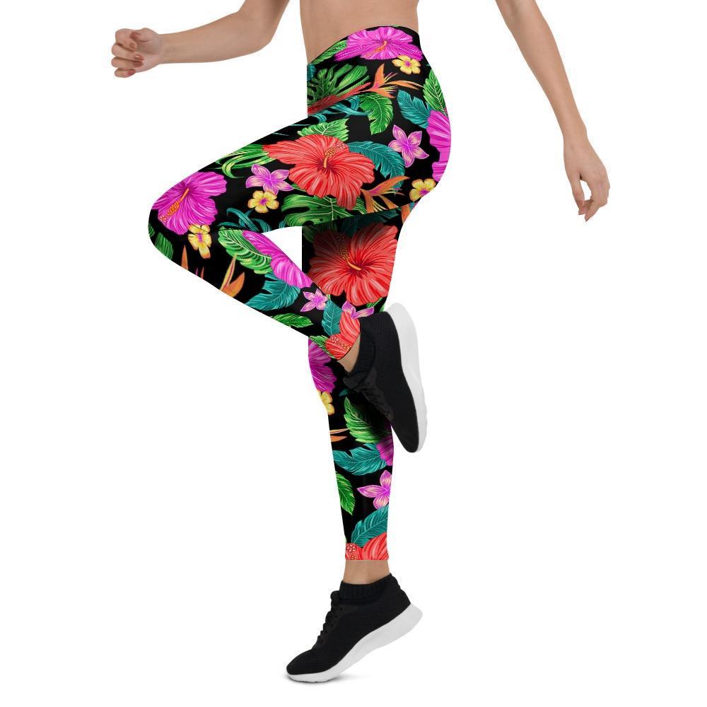 Tropical Hibiscus Floral Hawaiian Print Women's Leggings-grizzshop