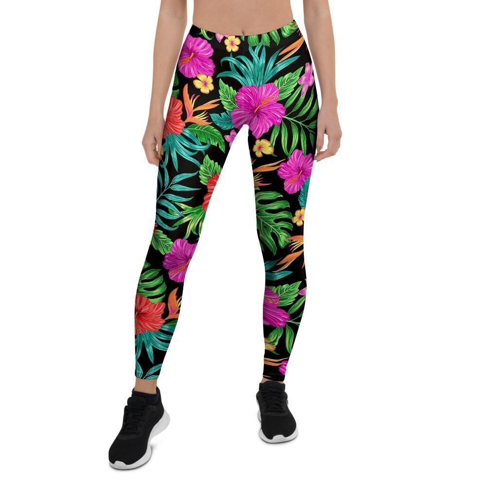 Tropical Hibiscus Floral Hawaiian Print Women's Leggings-grizzshop