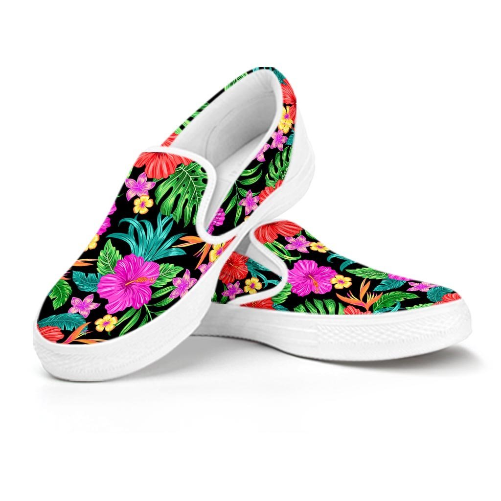 Tropical Hibiscus Floral Hawaiian Print Women's Slip On Sneakers-grizzshop