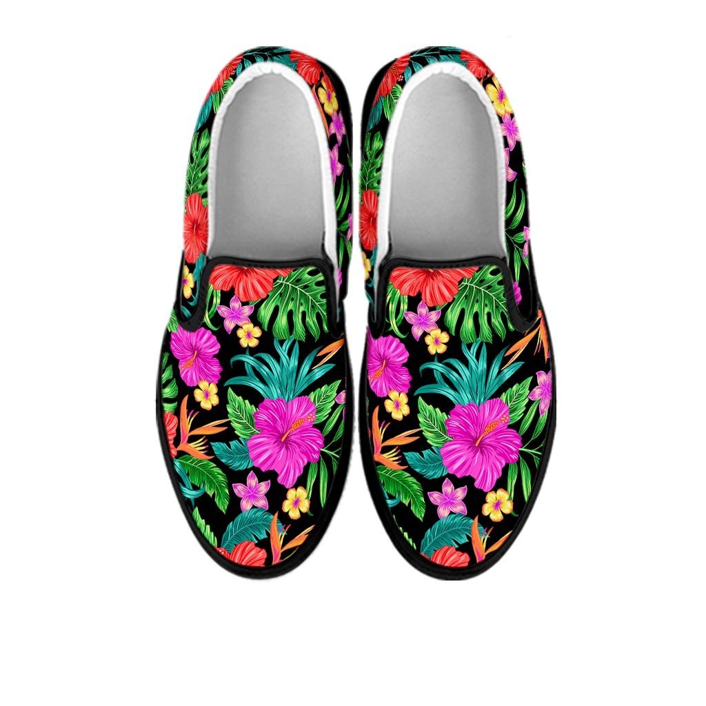 Tropical Hibiscus Floral Hawaiian Print Women's Slip On Sneakers-grizzshop