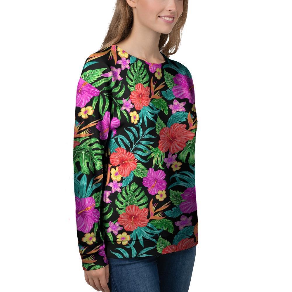 Tropical Hibiscus Floral Hawaiian Print Women's Sweatshirt-grizzshop