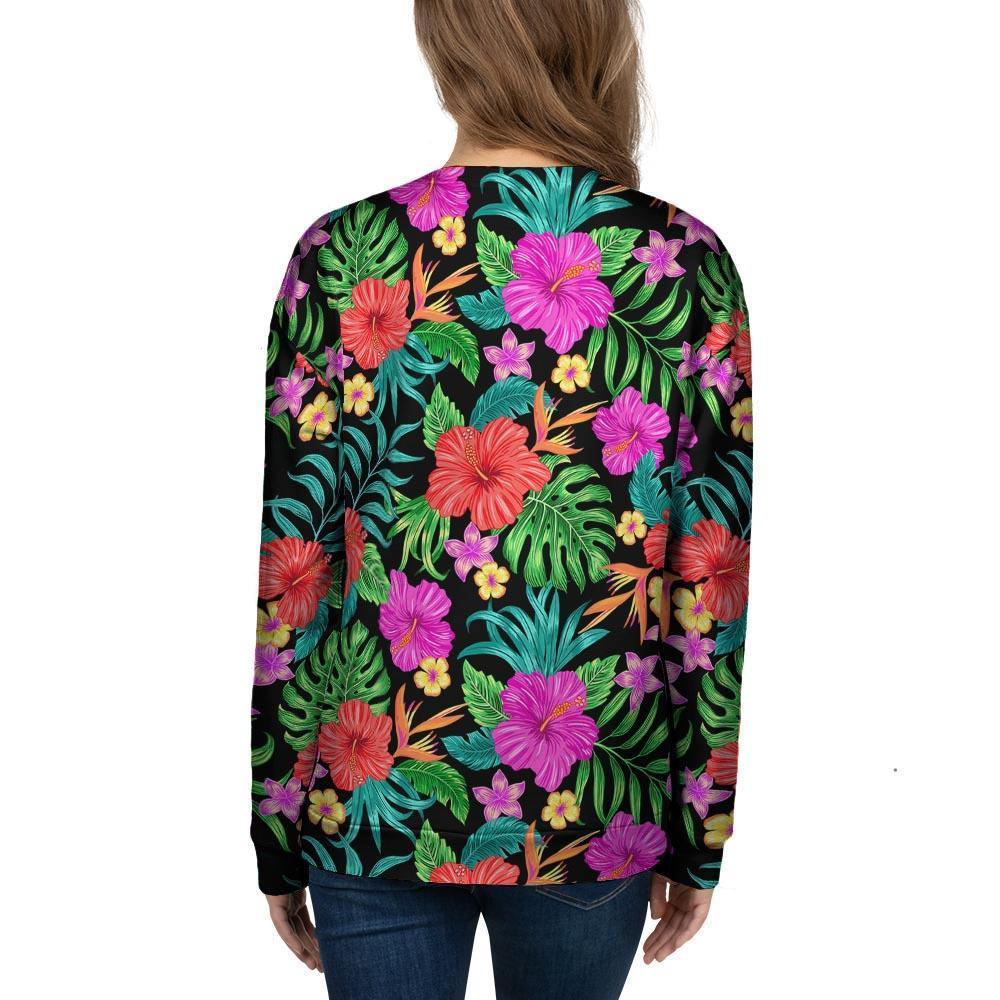 Tropical Hibiscus Floral Hawaiian Print Women's Sweatshirt-grizzshop