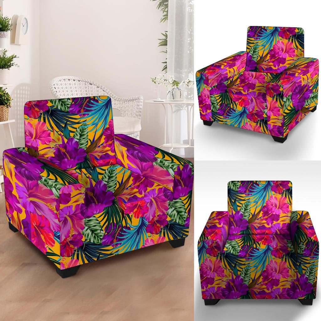 Tropical Hibiscus Flower Hawaiian Print Armchair Cover-grizzshop