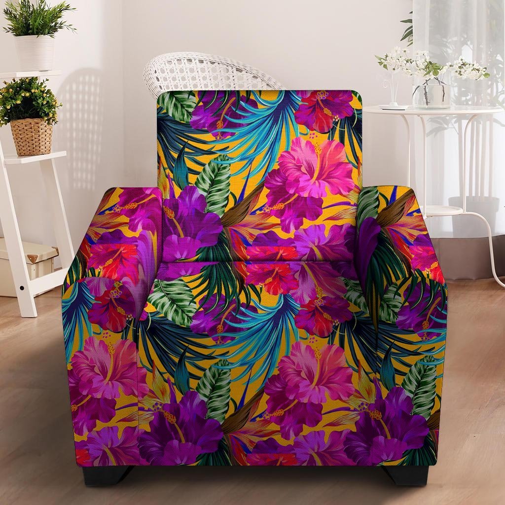 Tropical Hibiscus Flower Hawaiian Print Armchair Cover-grizzshop