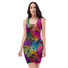 Tropical Hibiscus Flower Hawaiian Print Bodycon Dress-grizzshop