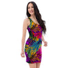 Tropical Hibiscus Flower Hawaiian Print Bodycon Dress-grizzshop