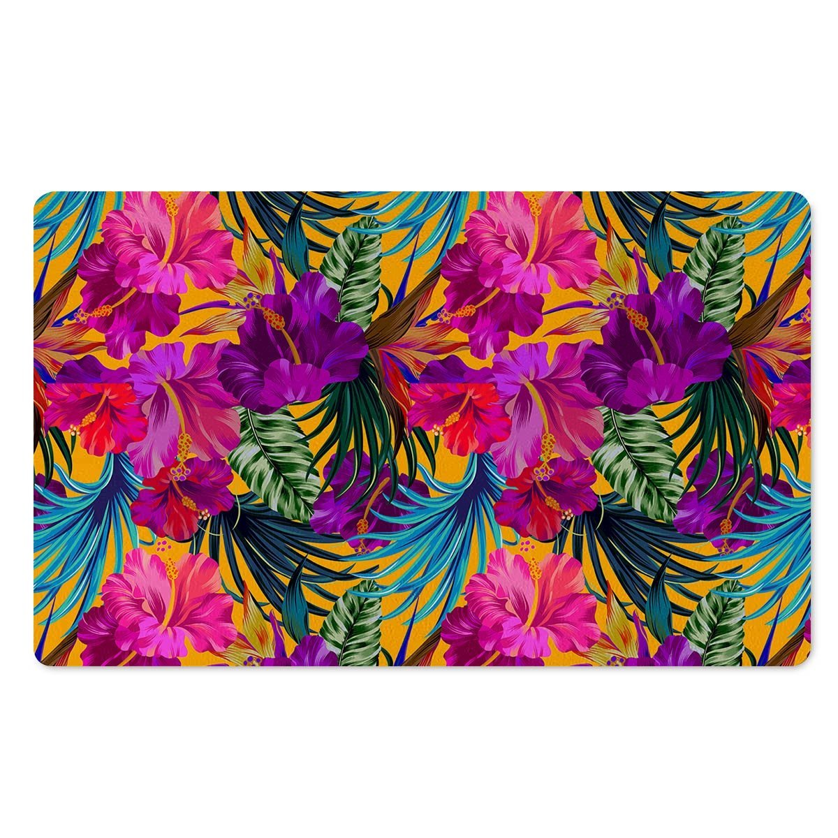 Tropical Hibiscus Flower Hawaiian Print Door Mat-grizzshop
