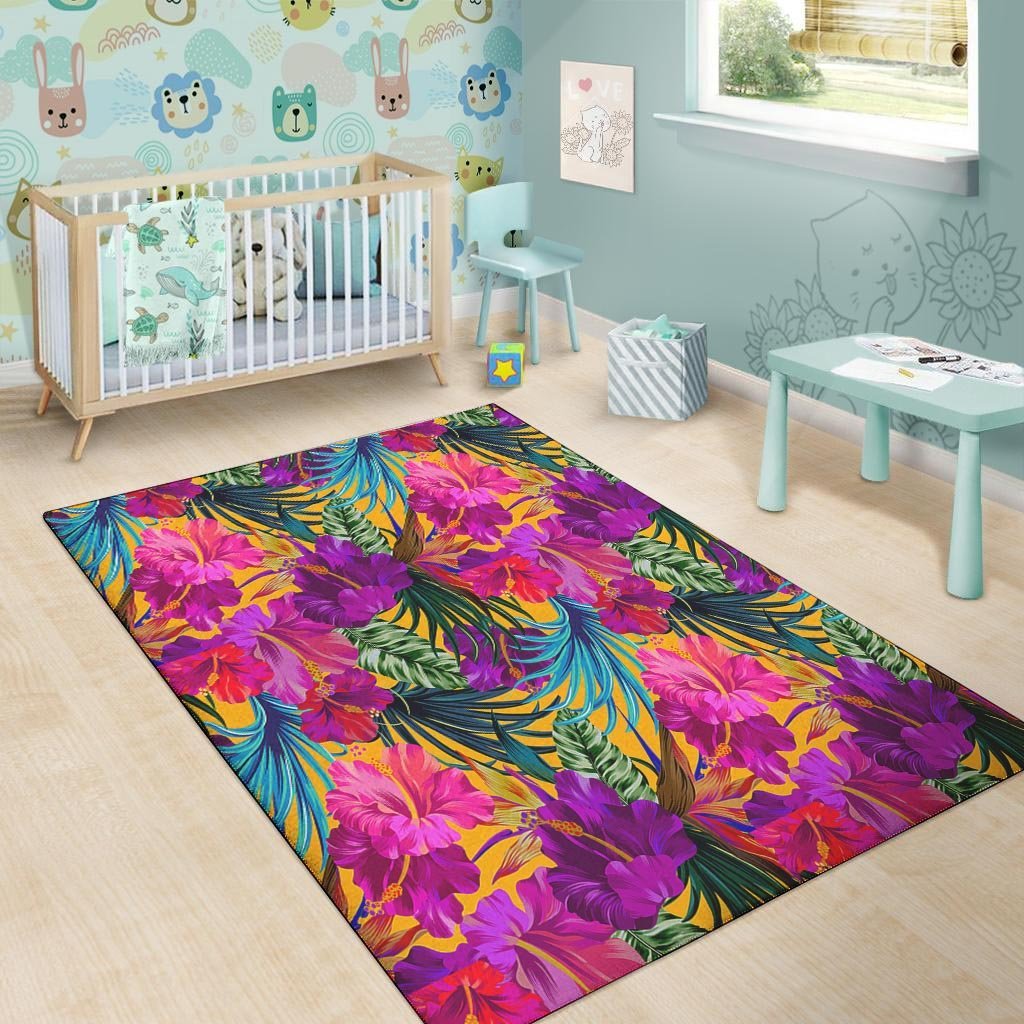 Tropical Hibiscus Flower Hawaiian Print Floor Mat-grizzshop