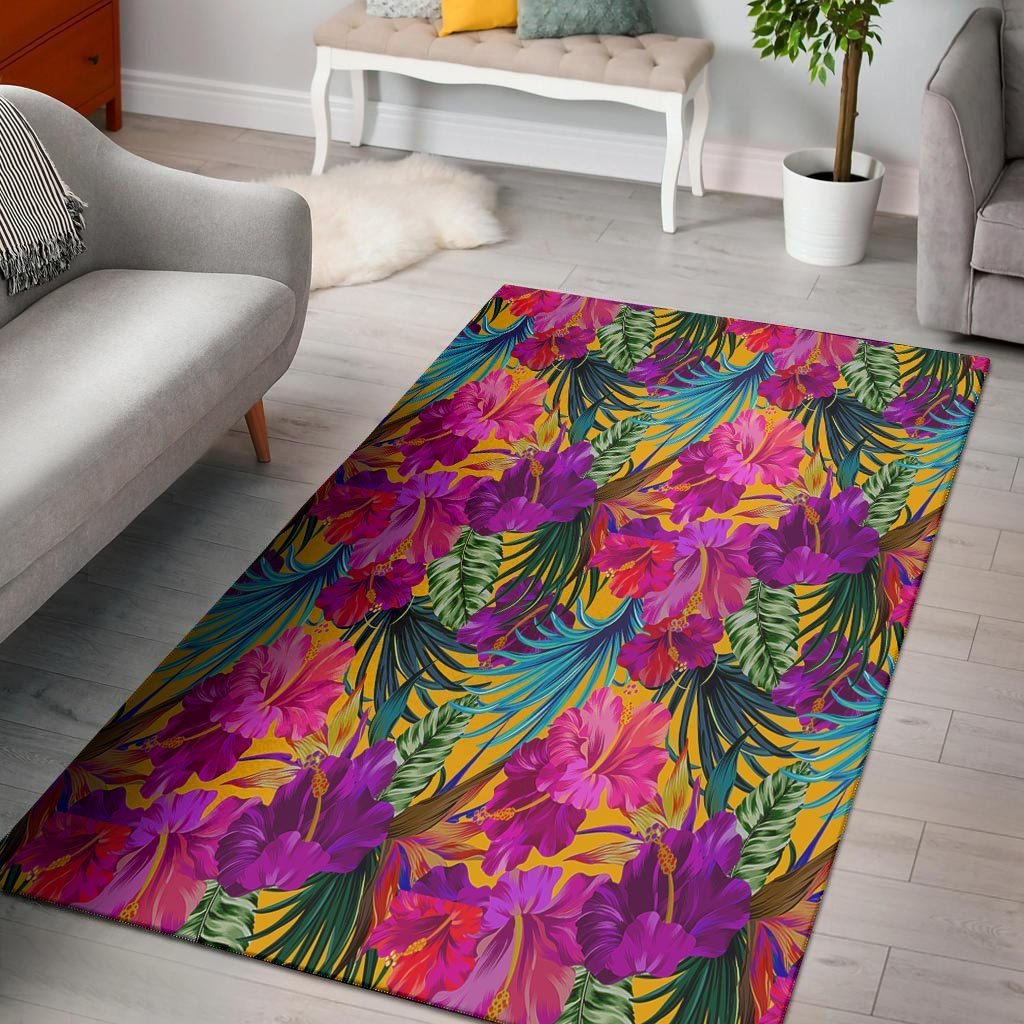 Tropical Hibiscus Flower Hawaiian Print Floor Mat-grizzshop