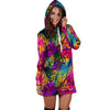 Tropical Hibiscus Flower Hawaiian Print Hoodie Dress-grizzshop