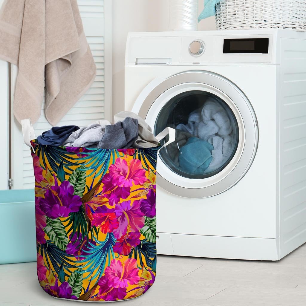 Tropical Hibiscus Flower Hawaiian Print Laundry Basket-grizzshop