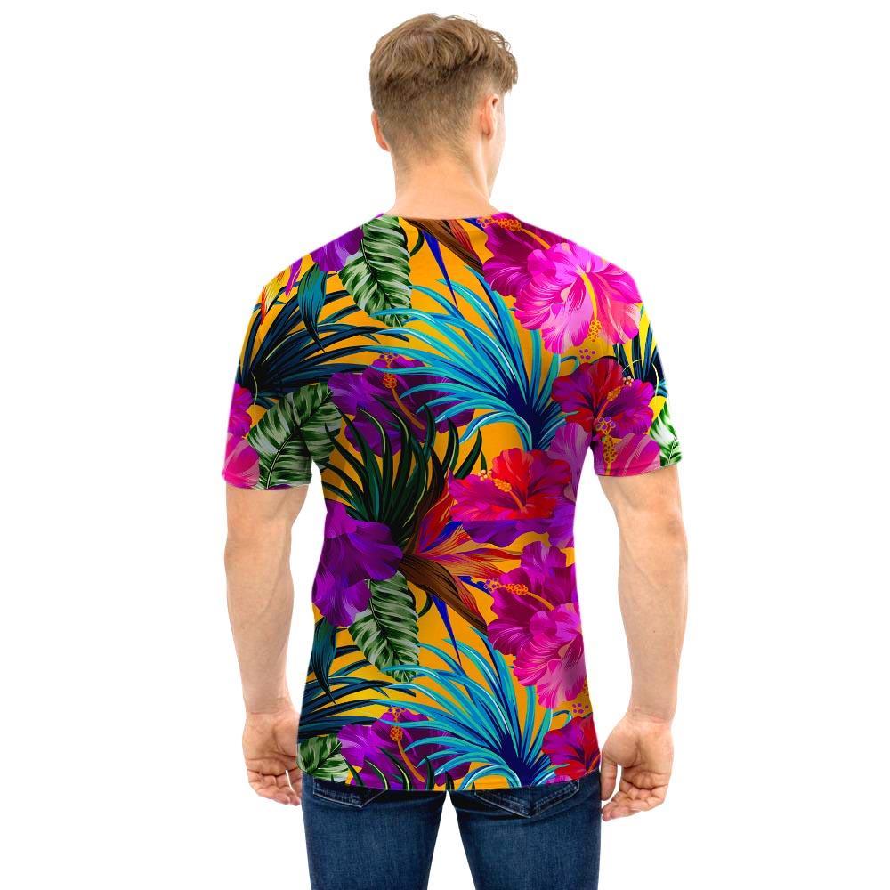 Tropical Hibiscus Flower Hawaiian Print Men T Shirt-grizzshop