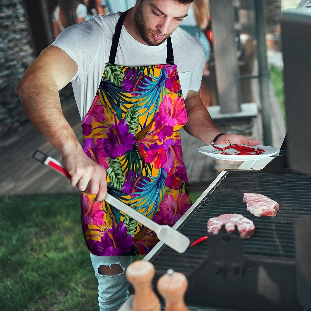 Tropical Hibiscus Flower Hawaiian Print Men's Apron-grizzshop