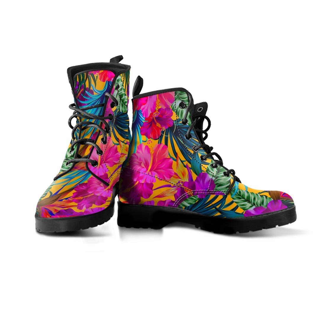 Tropical Hibiscus Flower Hawaiian Print Men's Boots-grizzshop