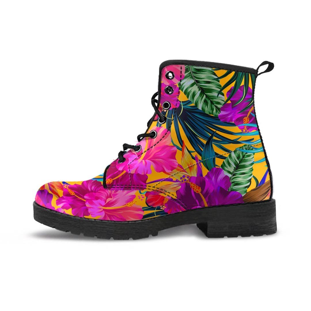 Tropical Hibiscus Flower Hawaiian Print Men's Boots-grizzshop