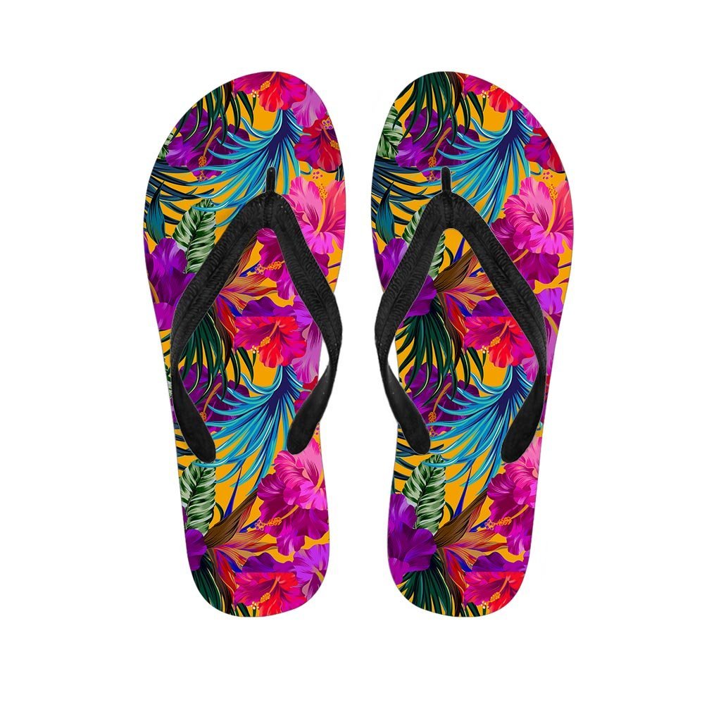 Tropical Hibiscus Flower Hawaiian Print Men's Flip Flops-grizzshop