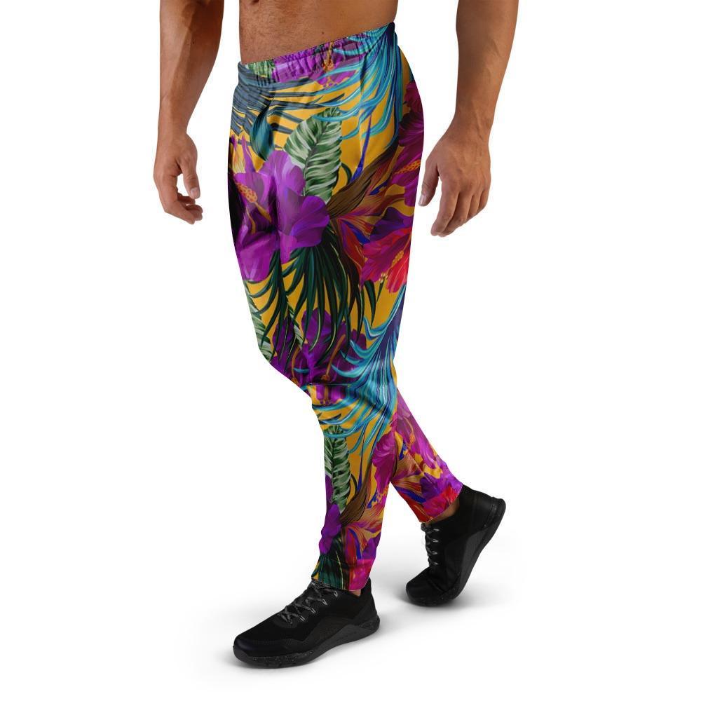 Tropical Hibiscus Flower Hawaiian Print Men's Joggers-grizzshop