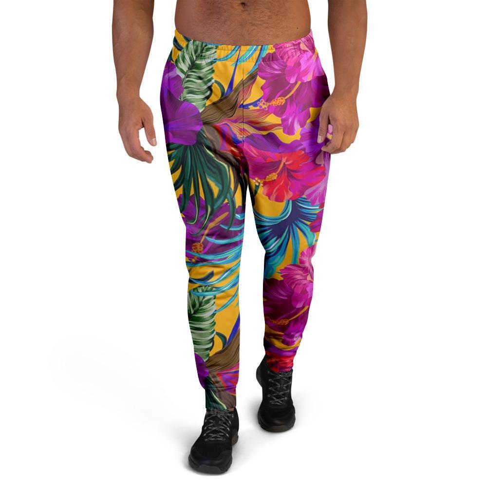 Tropical Hibiscus Flower Hawaiian Print Men's Joggers-grizzshop