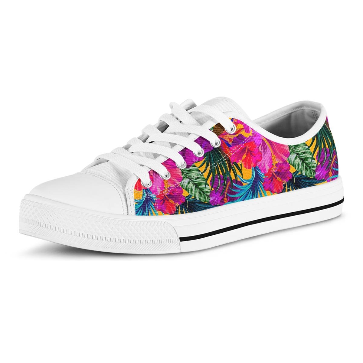 Tropical Hibiscus Flower Hawaiian Print Men's Low Top Shoes-grizzshop