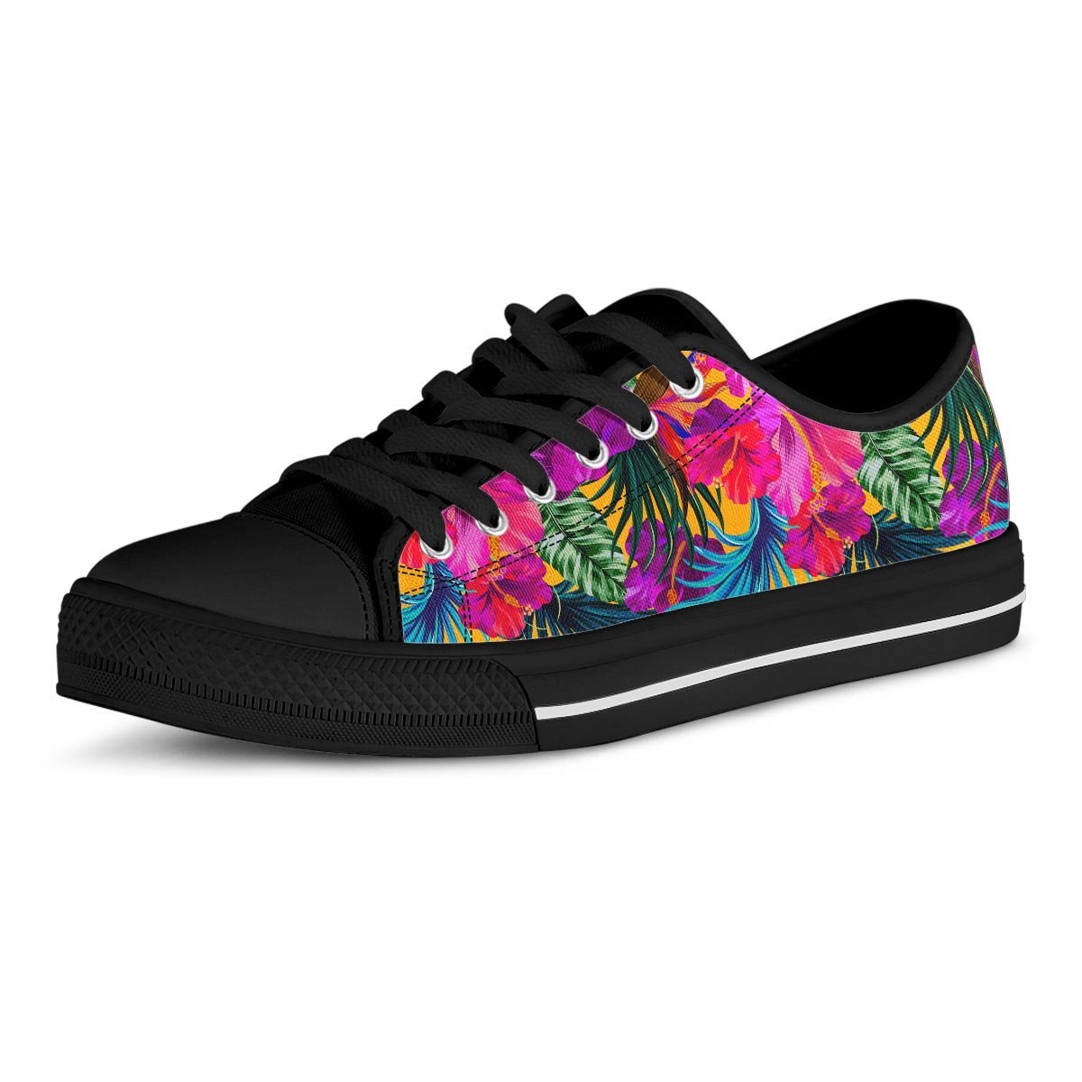 Tropical Hibiscus Flower Hawaiian Print Men's Low Top Shoes-grizzshop