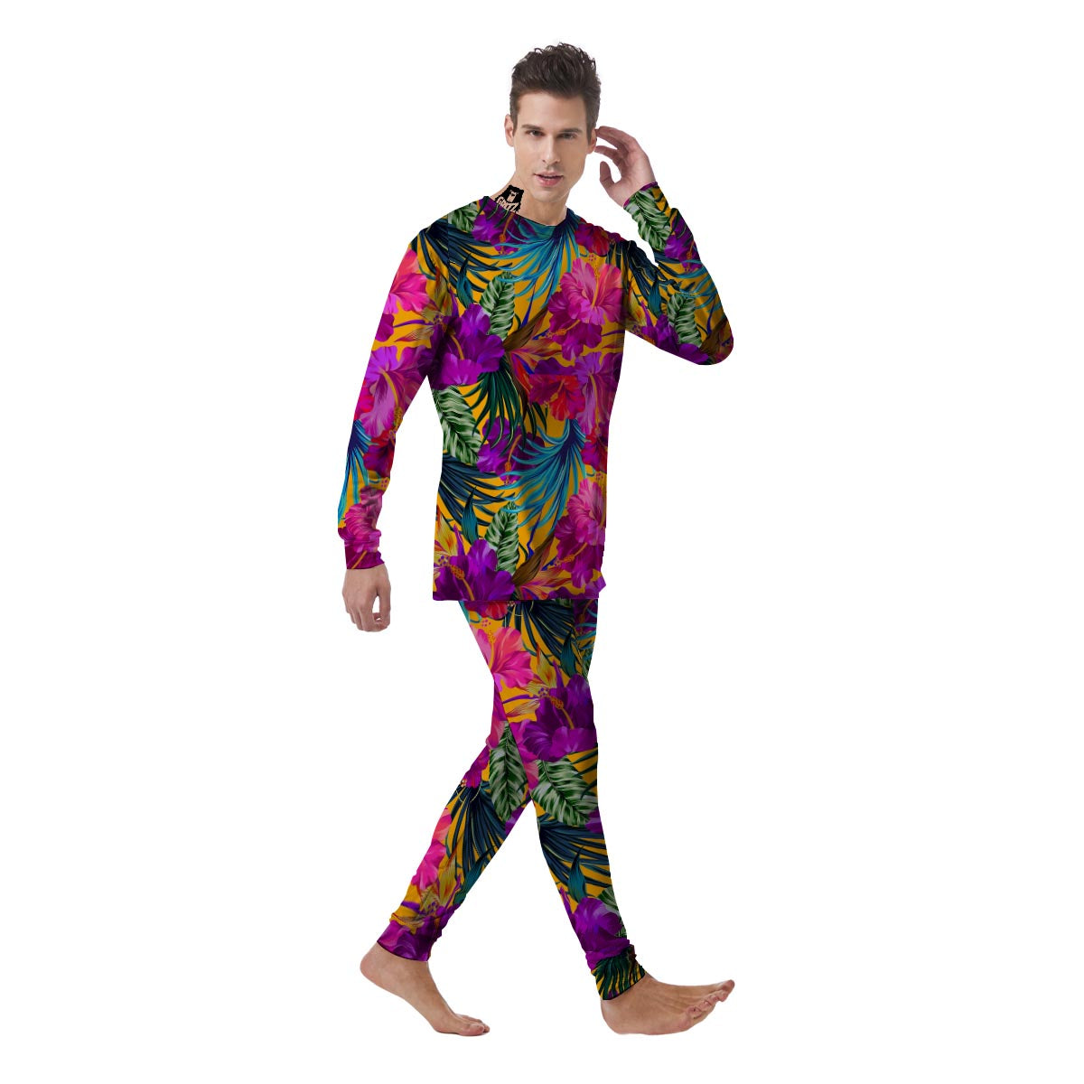 Tropical Hibiscus Flower Hawaiian Print Men's Pajamas-grizzshop